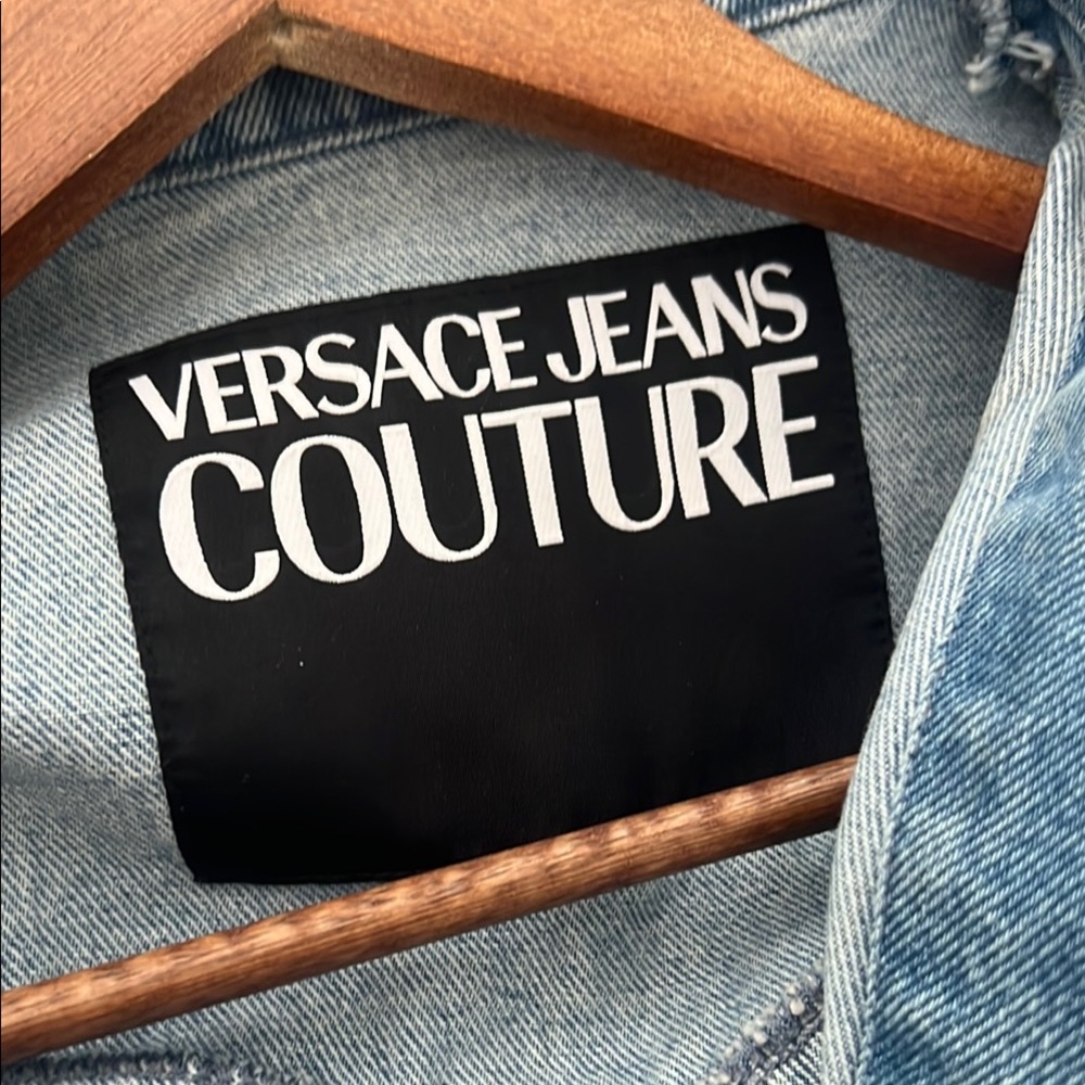 VERSACE Blue Denim Cropped Jacket - Picture 6 of 8